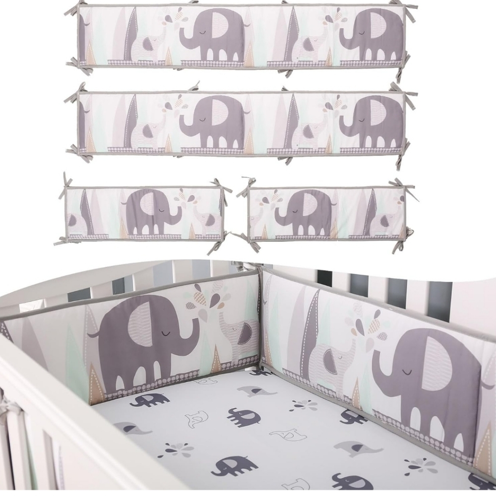 Baby Crib Cushioned liners/ bumpers - Gray and White